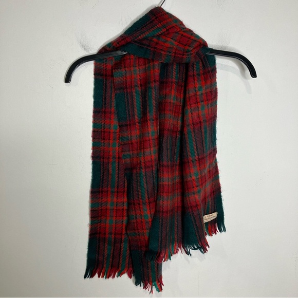 100%‎ cashmere tartan plaid scarf made in England red green - Picture 4 of 5
